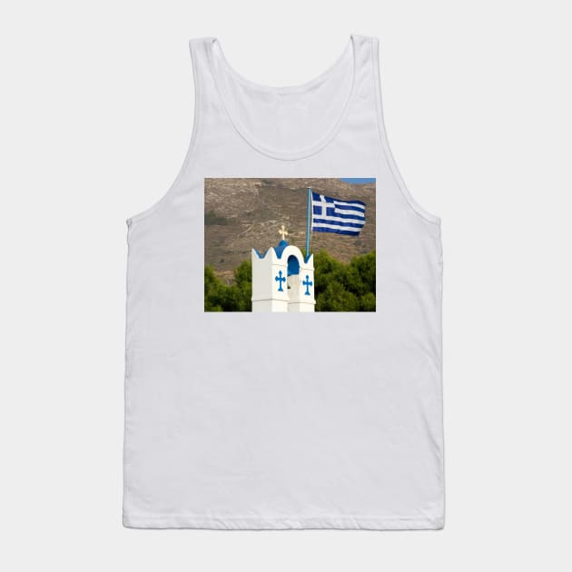 Belfry and flag of Greece Tank Top by Parafull